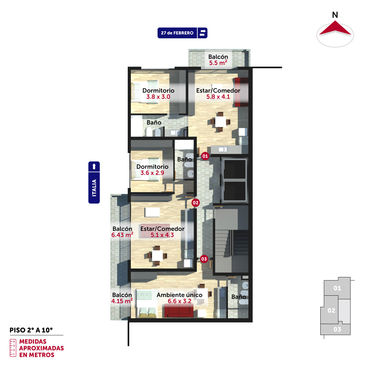 departamento 1 dormitorio en venta en Rosario