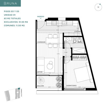 departamento 1 dormitorio en venta en Rosario